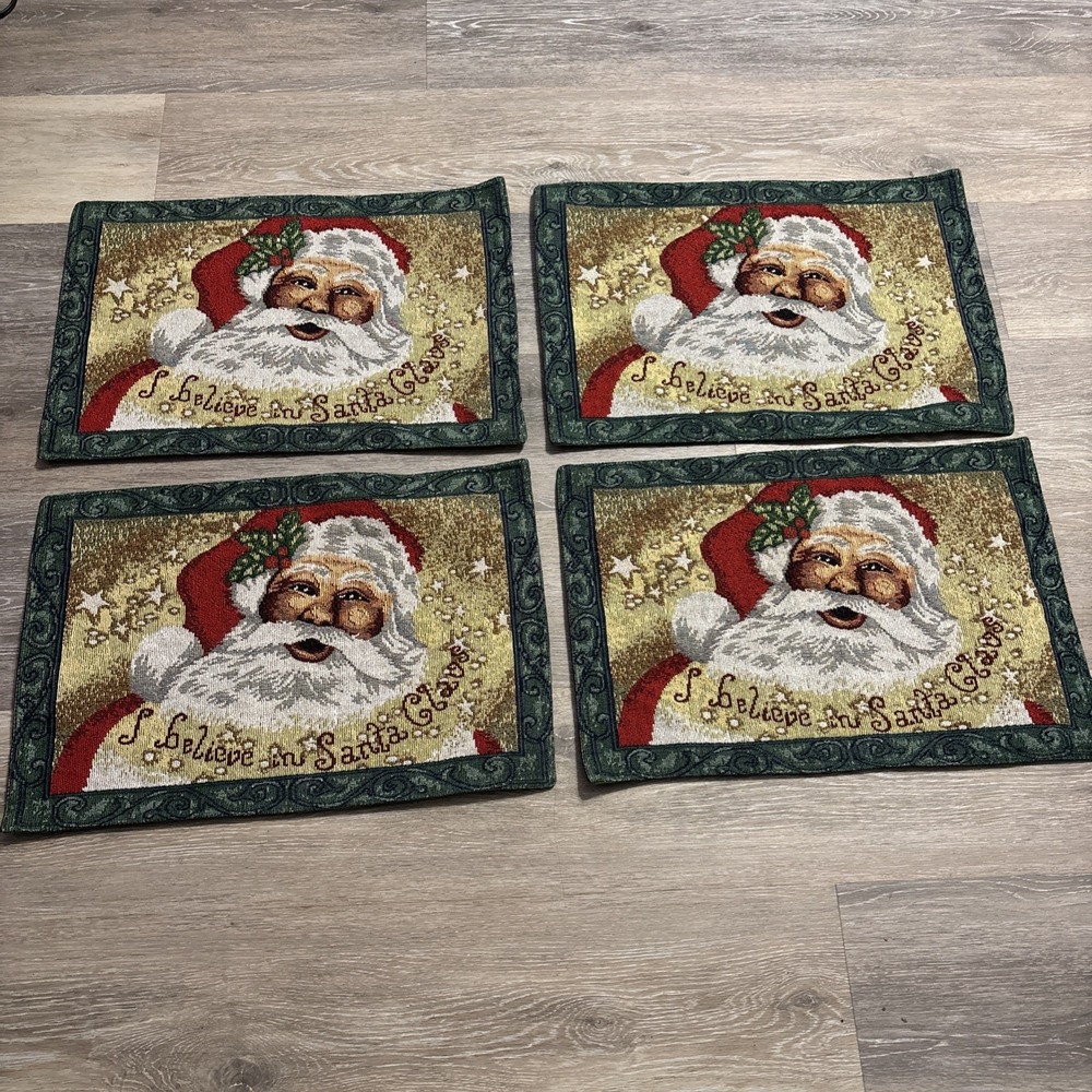 Windham Weavers Christmas Tapestry Placemats Set of 4 I Believe In Santa Claus